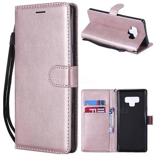 Retro Greek Classic Smooth PU Leather Wallet Phone Case for Samsung Galaxy Note9 - Rose Gold