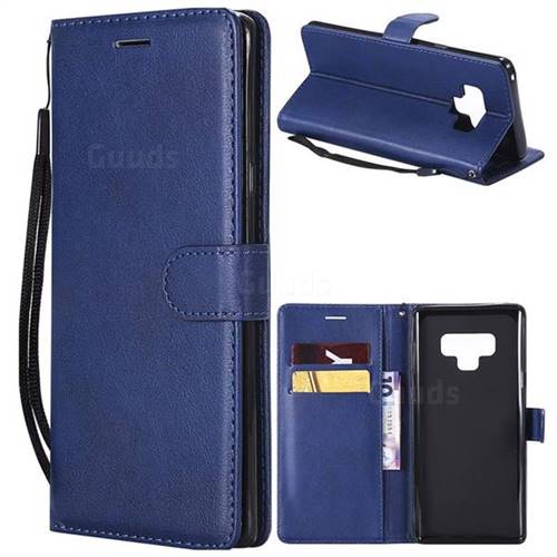 Retro Greek Classic Smooth PU Leather Wallet Phone Case for Samsung Galaxy Note9 - Blue