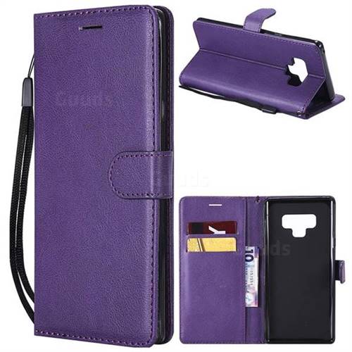 Retro Greek Classic Smooth PU Leather Wallet Phone Case for Samsung Galaxy Note9 - Purple