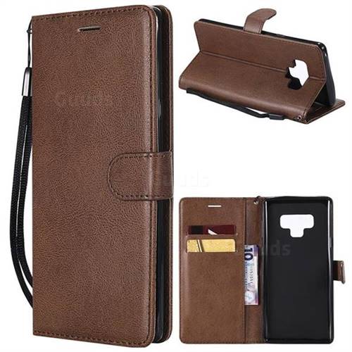 Retro Greek Classic Smooth PU Leather Wallet Phone Case for Samsung Galaxy Note9 - Brown