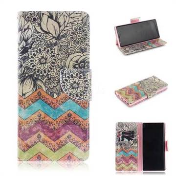 Wave Flower PU Leather Wallet Case for Samsung Galaxy Note9