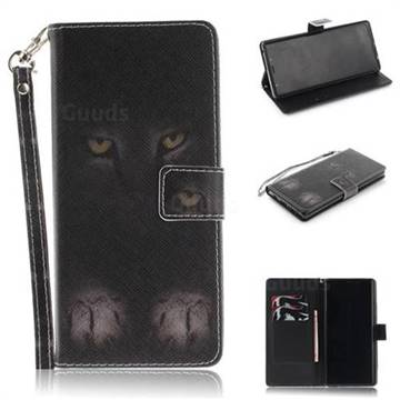 Mysterious Cat Hand Strap Leather Wallet Case for Samsung Galaxy Note9