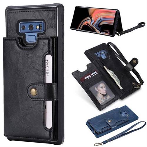 Retro Aristocratic Demeanor Anti-fall Leather Phone Back Cover for Samsung Galaxy Note9 - Black