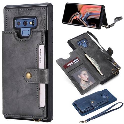 Retro Aristocratic Demeanor Anti-fall Leather Phone Back Cover for Samsung Galaxy Note9 - Gray
