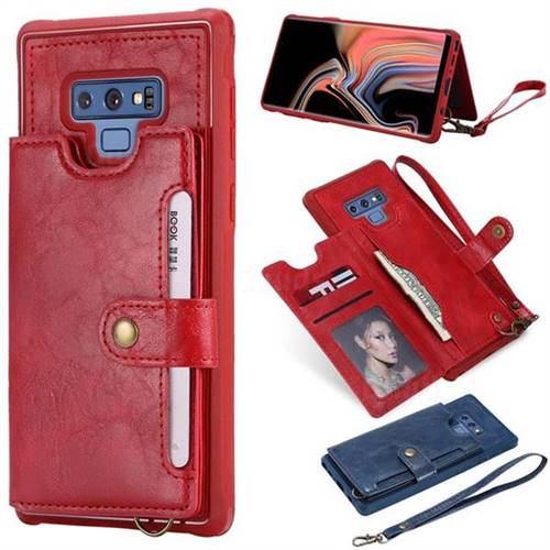 Retro Aristocratic Demeanor Anti-fall Leather Phone Back Cover for Samsung Galaxy Note9 - Red