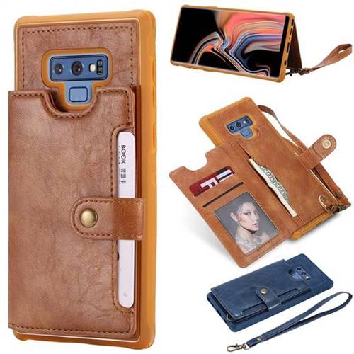 Retro Aristocratic Demeanor Anti-fall Leather Phone Back Cover for Samsung Galaxy Note9 - Brown