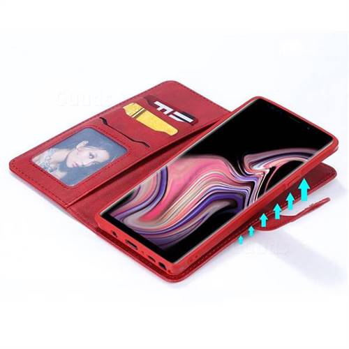 Retro Multi Functional Detachable Leather Wallet Phone Case For Samsung Galaxy Note9 Red 4550