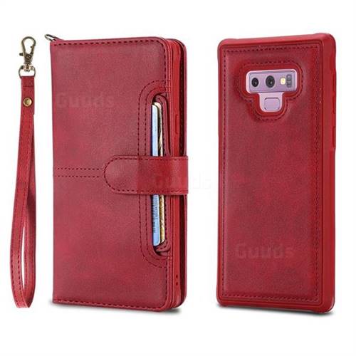 Retro Multi Functional Detachable Leather Wallet Phone Case For Samsung Galaxy Note9 Red 8220