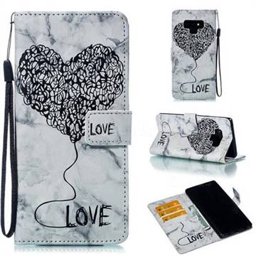 Marble Heart PU Leather Wallet Phone Case for Samsung Galaxy Note9 - Black