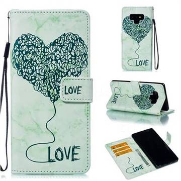 Marble Heart PU Leather Wallet Phone Case for Samsung Galaxy Note9 - Green