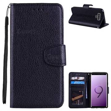 Litchi Pattern PU Leather Wallet Case for Samsung Galaxy Note9 - Black