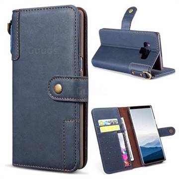 Retro Luxury Cowhide Leather Wallet Case for Samsung Galaxy Note9 - Blue