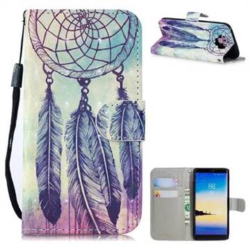 Feather Wind Chimes 3D Painted Leather Wallet Phone Case for Samsung Galaxy Note9