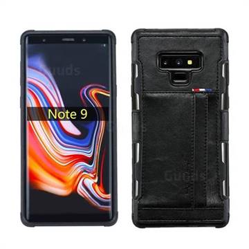 Luxury Shatter-resistant Leather Coated Card Phone Case for Samsung Galaxy Note9 - Black