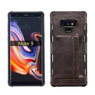 Luxury Shatter-resistant Leather Coated Card Phone Case for Samsung Galaxy Note9 - Coffee