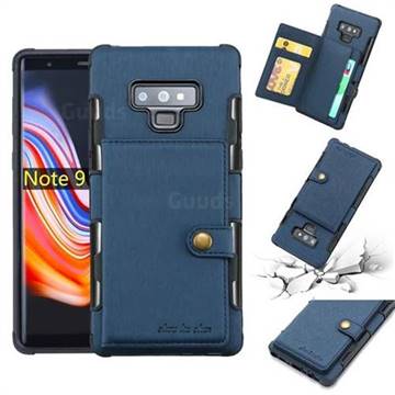 Brush Multi-function Leather Phone Case for Samsung Galaxy Note9 - Blue