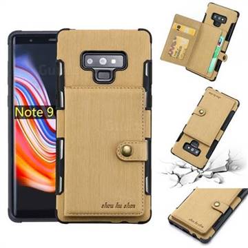 Brush Multi-function Leather Phone Case for Samsung Galaxy Note9 - Golden