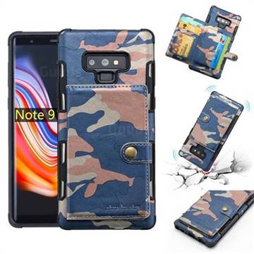 Camouflage Multi-function Leather Phone Case for Samsung Galaxy Note9 - Blue