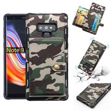 Camouflage Multi-function Leather Phone Case for Samsung Galaxy Note9 - Army Green