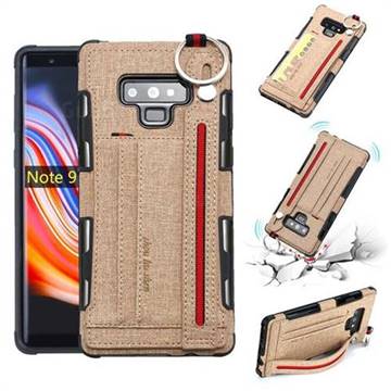 British Style Canvas Pattern Multi-function Leather Phone Case for Samsung Galaxy Note9 - Khaki