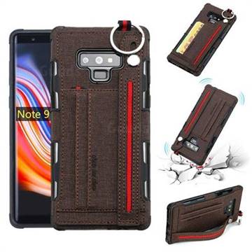 British Style Canvas Pattern Multi-function Leather Phone Case for Samsung Galaxy Note9 - Brown