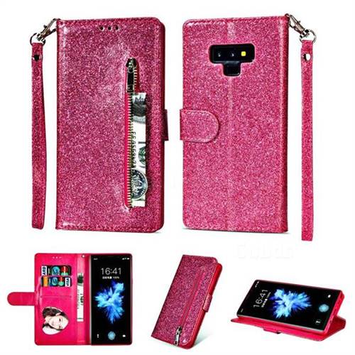 Glitter Shine Leather Zipper Wallet Phone Case for Samsung Galaxy Note9 ...