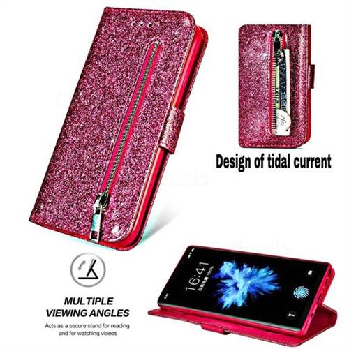 Glitter Shine Leather Zipper Wallet Phone Case for Samsung Galaxy Note9 ...