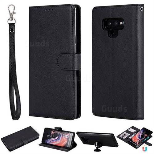 Retro Greek Detachable Magnetic PU Leather Wallet Phone Case for Samsung Galaxy Note9 - Black