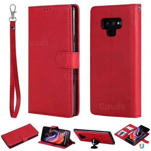 Retro Greek Detachable Magnetic PU Leather Wallet Phone Case for Samsung Galaxy Note9 - Red