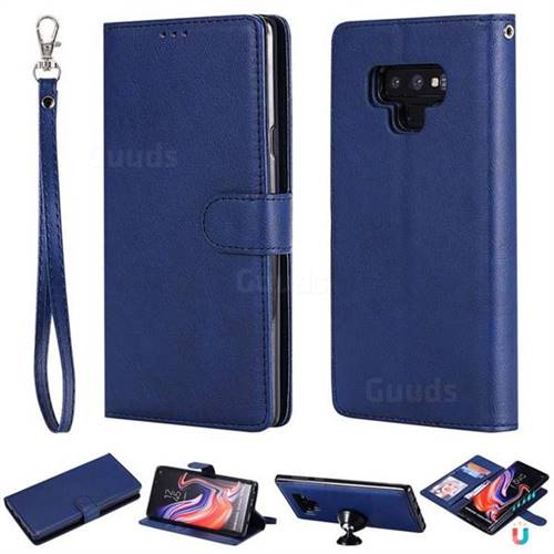 Retro Greek Detachable Magnetic PU Leather Wallet Phone Case for Samsung Galaxy Note9 - Blue