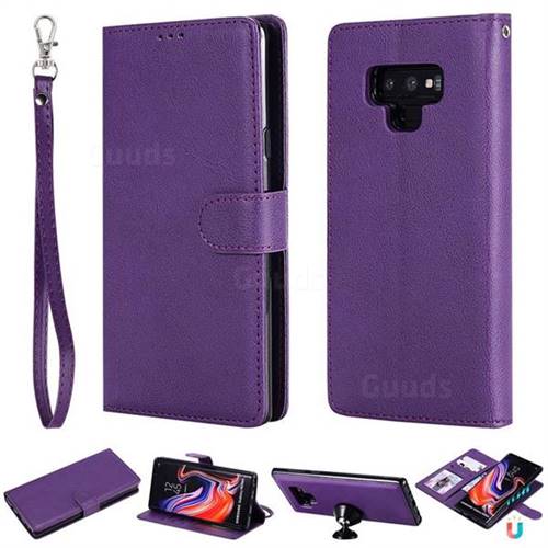 Retro Greek Detachable Magnetic PU Leather Wallet Phone Case for Samsung Galaxy Note9 - Purple