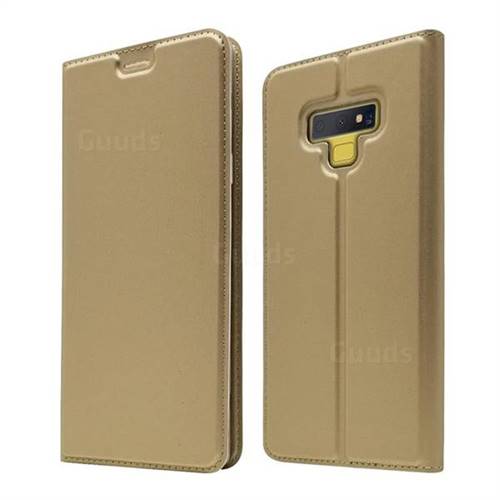 Ultra Slim Card Magnetic Automatic Suction Leather Wallet Case for Samsung Galaxy Note9 - Champagne