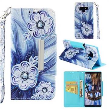 Button Flower Big Metal Buckle PU Leather Wallet Phone Case for Samsung Galaxy Note9