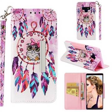 Owl Wind Chimes Big Metal Buckle PU Leather Wallet Phone Case for Samsung Galaxy Note9