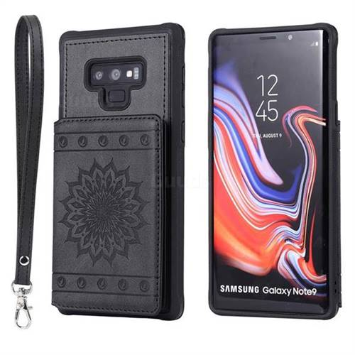 Luxury Embossing Sunflower Multifunction Leather Back Cover for Samsung Galaxy Note9 - Black