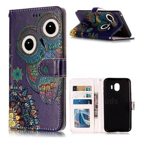 Folk Owl 3D Relief Oil PU Leather Wallet Case for Samsung Galaxy Note9