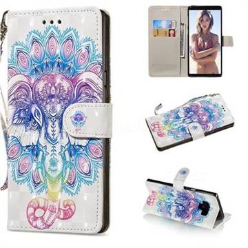 Colorful Elephant 3D Painted Leather Wallet Phone Case for Samsung Galaxy Note9