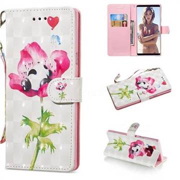 Flower Panda 3D Painted Leather Wallet Phone Case for Samsung Galaxy Note9