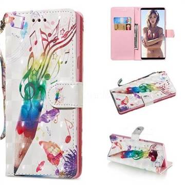Music Pen 3D Painted Leather Wallet Phone Case for Samsung Galaxy Note9