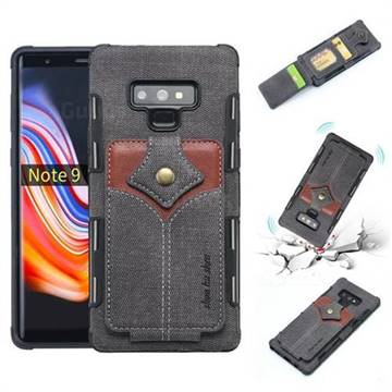 Maple Pattern Canvas Multi-function Leather Phone Back Cover for Samsung Galaxy Note9 - Black