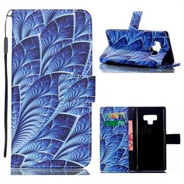 Blue Feather Leather Wallet Phone Case for Samsung Galaxy Note9