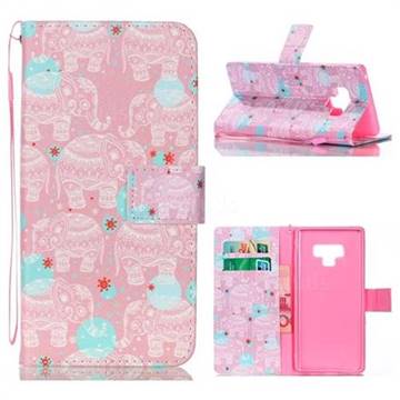 Pink Elephant Leather Wallet Phone Case for Samsung Galaxy Note9