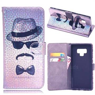 Faceless Man Laser Light PU Leather Wallet Case for Samsung Galaxy Note9