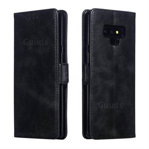Retro Classic Calf Pattern Leather Wallet Phone Case for Samsung Galaxy Note9 - Black