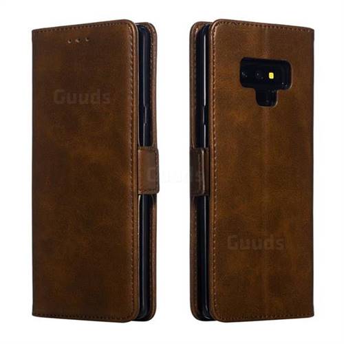 Retro Classic Calf Pattern Leather Wallet Phone Case for Samsung Galaxy Note9 - Brown