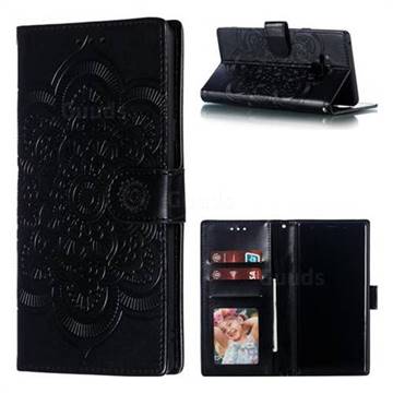 Intricate Embossing Datura Solar Leather Wallet Case for Samsung Galaxy Note9 - Black