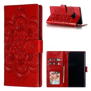 Intricate Embossing Datura Solar Leather Wallet Case for Samsung Galaxy Note9 - Red