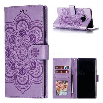 Intricate Embossing Datura Solar Leather Wallet Case for Samsung Galaxy Note9 - Purple