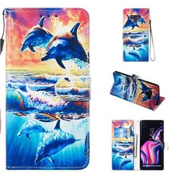 Couple Dolphin Smooth Leather Phone Wallet Case for Samsung Galaxy Note9