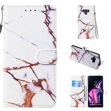 Platinum Marble Smooth Leather Phone Wallet Case for Samsung Galaxy Note9